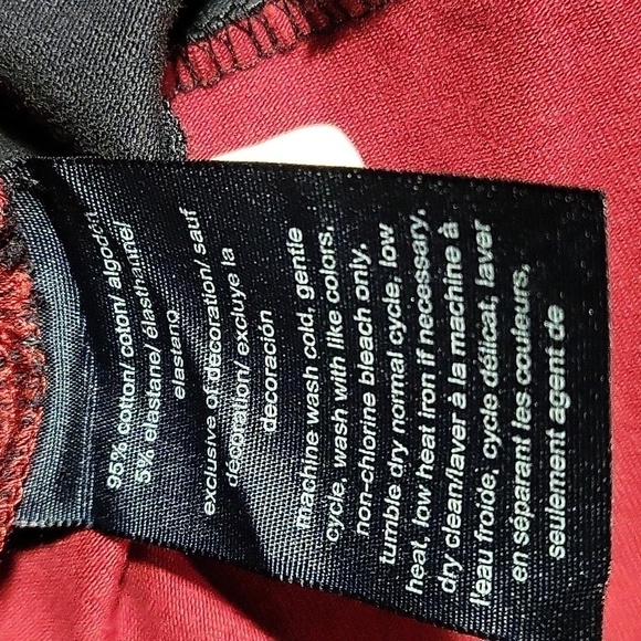 Tommy Hilfiger Logo Maroon and Blue Pullover Cotton Slit Neck Dress - Size M - Picture 6 of 6